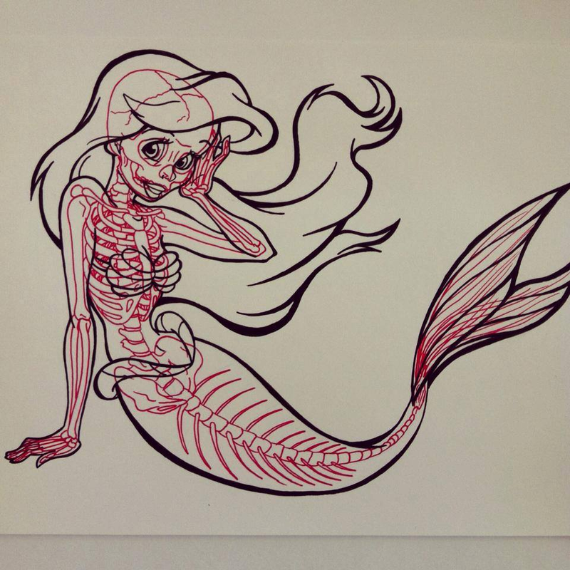 Illustration for article titled Coloring book illustrations reveal the skeletons of cartoon characters